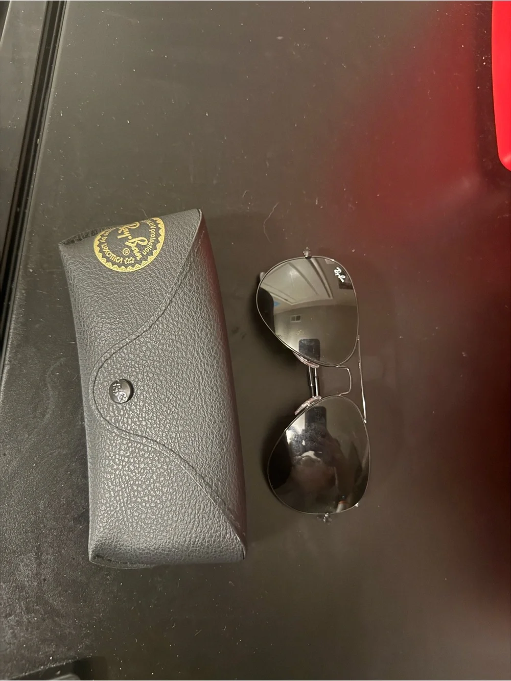 Ray-Ban Aviator Sunglasses with Black Lenses and Silver Frame